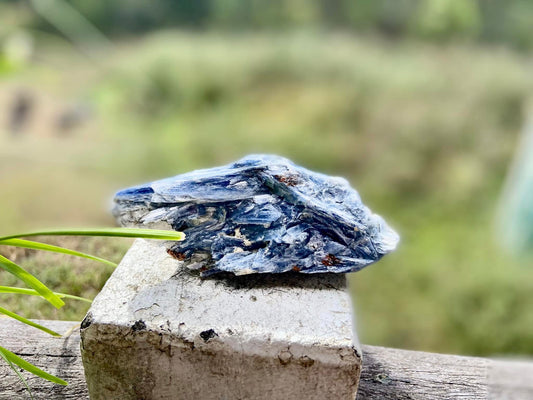 Blue Kyanite Blade Cluster with Black Tourmaline Mica and Quartz