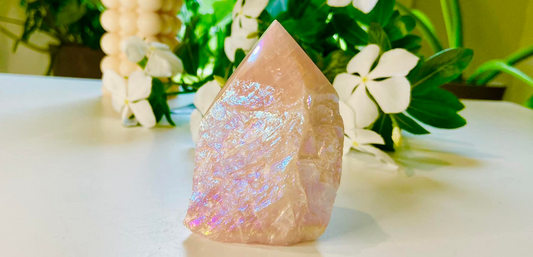 Aura Rose Quartz Cut and Polished Base Generator